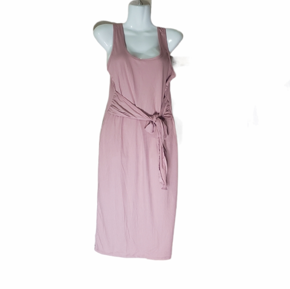 Rose Self-Tie Scoop Neck Pencil Dress